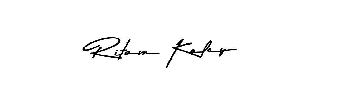 How to make Ritam Koley name signature. Use Asem Kandis PERSONAL USE style for creating short signs online. This is the latest handwritten sign. Ritam Koley signature style 9 images and pictures png