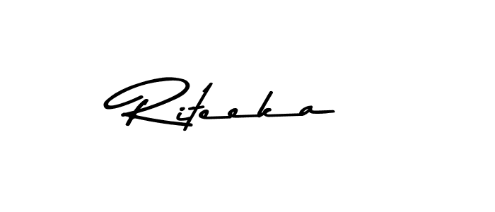 Design your own signature with our free online signature maker. With this signature software, you can create a handwritten (Asem Kandis PERSONAL USE) signature for name Riteeka. Riteeka signature style 9 images and pictures png