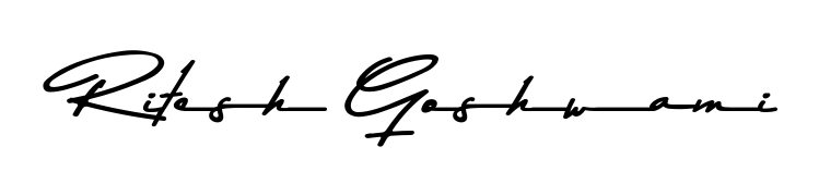A classic penmanship look for Ritesh Goshwami. The Asem Kandis PERSONAL USE font brings timeless elegance and confidence to every signed document. Ritesh Goshwami signature style 9 images and pictures png