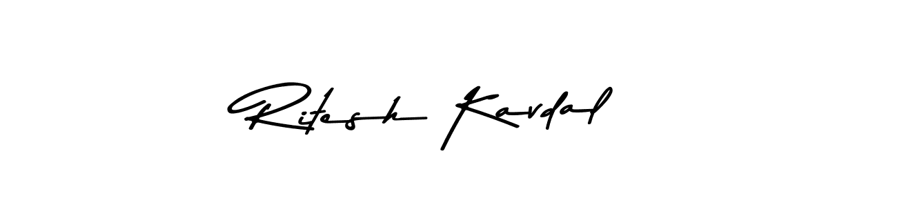 How to make Ritesh Kavdal name signature. Use Asem Kandis PERSONAL USE style for creating short signs online. This is the latest handwritten sign. Ritesh Kavdal signature style 9 images and pictures png