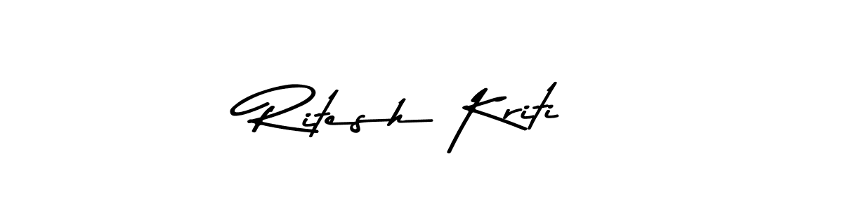 How to make Ritesh Kriti name signature. Use Asem Kandis PERSONAL USE style for creating short signs online. This is the latest handwritten sign. Ritesh Kriti signature style 9 images and pictures png