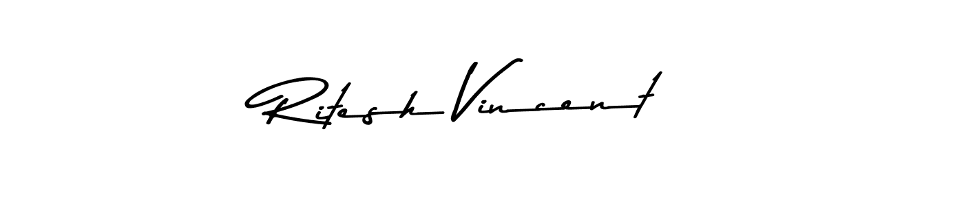 The best way (Asem Kandis PERSONAL USE) to make a short signature is to pick only two or three words in your name. The name Ritesh Vincent include a total of six letters. For converting this name. Ritesh Vincent signature style 9 images and pictures png