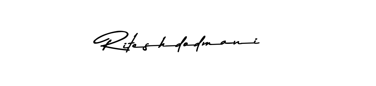 How to make Riteshdodmani name signature. Use Asem Kandis PERSONAL USE style for creating short signs online. This is the latest handwritten sign. Riteshdodmani signature style 9 images and pictures png