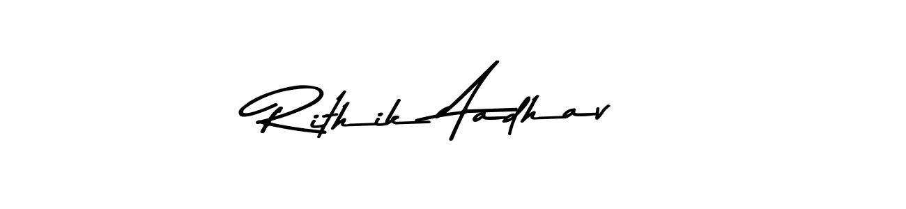 How to make Rithik Aadhav name signature. Use Asem Kandis PERSONAL USE style for creating short signs online. This is the latest handwritten sign. Rithik Aadhav signature style 9 images and pictures png