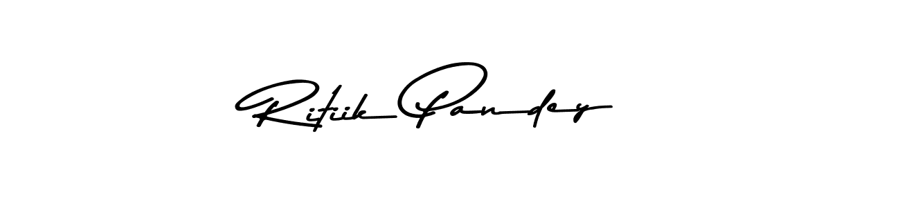 How to make Ritiik Pandey name signature. Use Asem Kandis PERSONAL USE style for creating short signs online. This is the latest handwritten sign. Ritiik Pandey signature style 9 images and pictures png