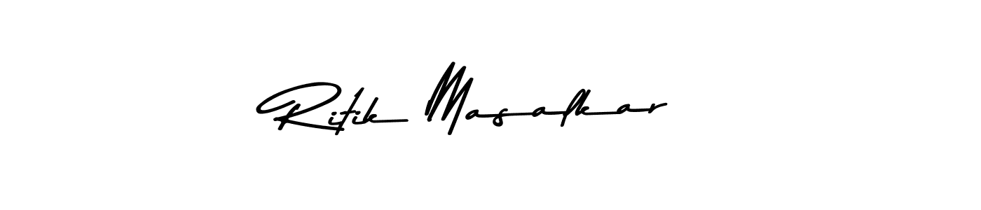 How to make Ritik Masalkar name signature. Use Asem Kandis PERSONAL USE style for creating short signs online. This is the latest handwritten sign. Ritik Masalkar signature style 9 images and pictures png