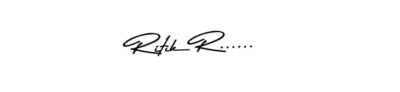 The best way (Asem Kandis PERSONAL USE) to make a short signature is to pick only two or three words in your name. The name Ritik R...... include a total of six letters. For converting this name. Ritik R...... signature style 9 images and pictures png