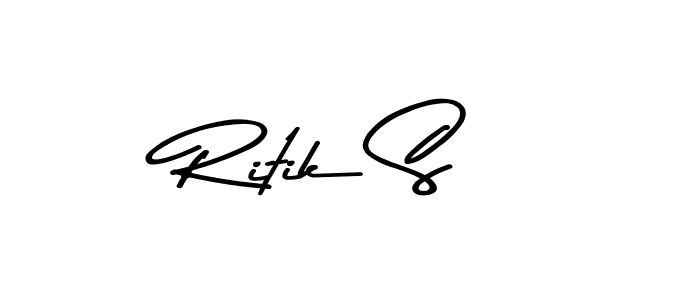 Create a beautiful signature design for name Ritik S. With this signature (Asem Kandis PERSONAL USE) fonts, you can make a handwritten signature for free. Ritik S signature style 9 images and pictures png