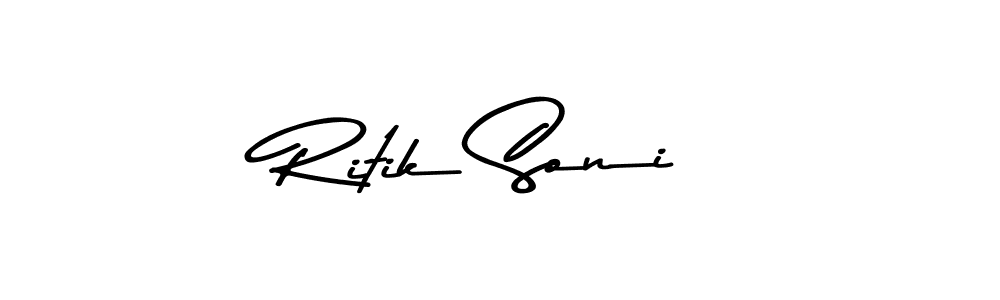 How to make Ritik Soni name signature. Use Asem Kandis PERSONAL USE style for creating short signs online. This is the latest handwritten sign. Ritik Soni signature style 9 images and pictures png