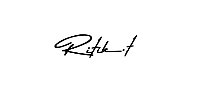 The best way (Asem Kandis PERSONAL USE) to make a short signature is to pick only two or three words in your name. The name Ritik.t include a total of six letters. For converting this name. Ritik.t signature style 9 images and pictures png