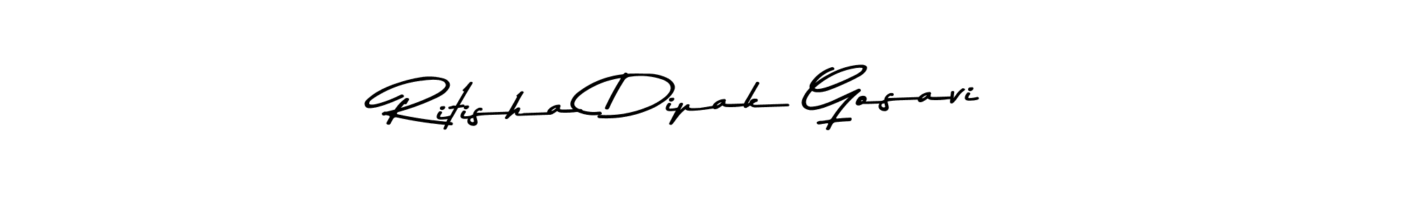 How to make Ritisha Dipak Gosavi name signature. Use Asem Kandis PERSONAL USE style for creating short signs online. This is the latest handwritten sign. Ritisha Dipak Gosavi signature style 9 images and pictures png