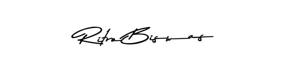 Create a beautiful signature design for name Ritro Biswas. With this signature (Asem Kandis PERSONAL USE) fonts, you can make a handwritten signature for free. Ritro Biswas signature style 9 images and pictures png