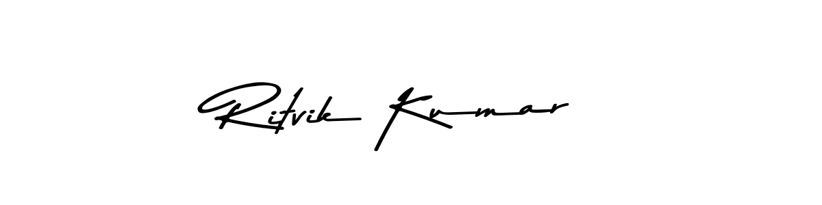 How to make Ritvik Kumar name signature. Use Asem Kandis PERSONAL USE style for creating short signs online. This is the latest handwritten sign. Ritvik Kumar signature style 9 images and pictures png