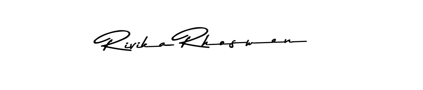 This is the best signature style for the Rivika Rhoswen name. Also you like these signature font (Asem Kandis PERSONAL USE). Mix name signature. Rivika Rhoswen signature style 9 images and pictures png