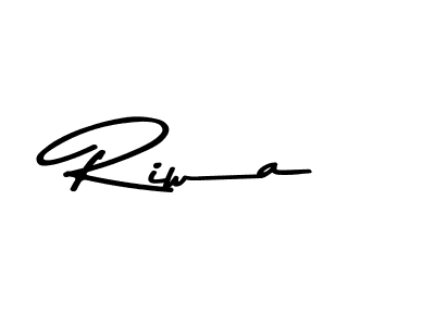 Design your own signature with our free online signature maker. With this signature software, you can create a handwritten (Asem Kandis PERSONAL USE) signature for name Riwa. Riwa signature style 9 images and pictures png