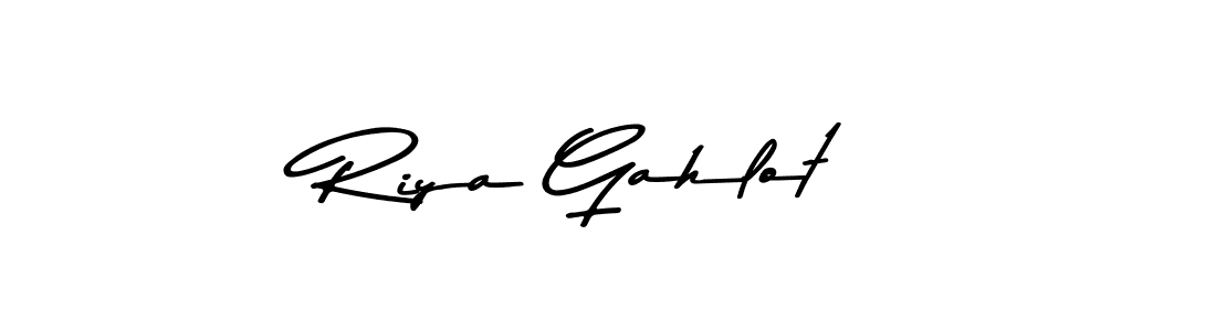 How to make Riya Gahlot name signature. Use Asem Kandis PERSONAL USE style for creating short signs online. This is the latest handwritten sign. Riya Gahlot signature style 9 images and pictures png