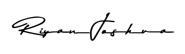 A dynamic signature style for Riyan Joshua using Asem Kandis PERSONAL USE script. Designed to look authentic, handwritten, and professional. Riyan Joshua signature style 9 images and pictures png