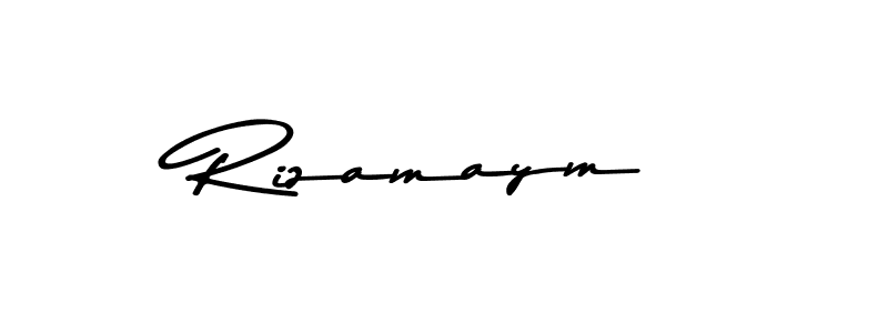 Create a beautiful signature design for name Rizamaym. With this signature (Asem Kandis PERSONAL USE) fonts, you can make a handwritten signature for free. Rizamaym signature style 9 images and pictures png