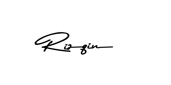 How to make Rizqin name signature. Use Asem Kandis PERSONAL USE style for creating short signs online. This is the latest handwritten sign. Rizqin signature style 9 images and pictures png