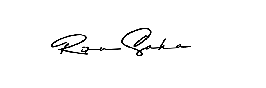 How to make Rizu Saha name signature. Use Asem Kandis PERSONAL USE style for creating short signs online. This is the latest handwritten sign. Rizu Saha signature style 9 images and pictures png