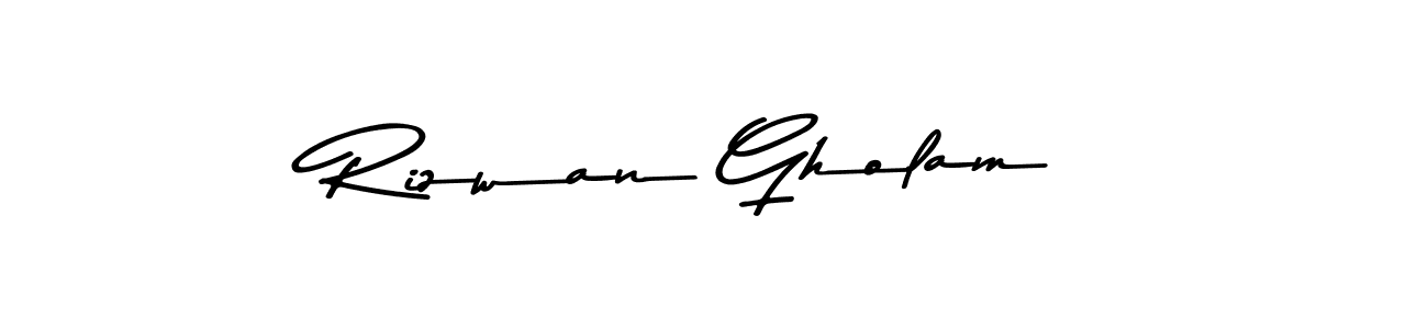 Create a beautiful signature design for name Rizwan Gholam. With this signature (Asem Kandis PERSONAL USE) fonts, you can make a handwritten signature for free. Rizwan Gholam signature style 9 images and pictures png