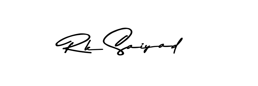 How to make Rk Saiyad name signature. Use Asem Kandis PERSONAL USE style for creating short signs online. This is the latest handwritten sign. Rk Saiyad signature style 9 images and pictures png