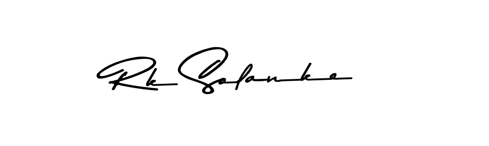 How to make Rk Solanke name signature. Use Asem Kandis PERSONAL USE style for creating short signs online. This is the latest handwritten sign. Rk Solanke signature style 9 images and pictures png