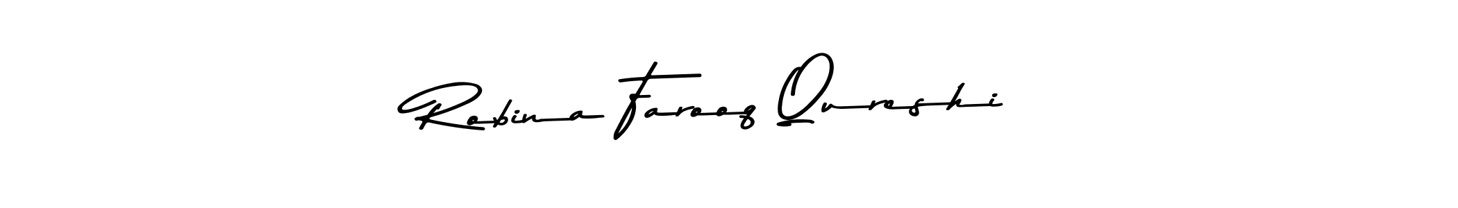 How to make Robina Farooq Qureshi name signature. Use Asem Kandis PERSONAL USE style for creating short signs online. This is the latest handwritten sign. Robina Farooq Qureshi signature style 9 images and pictures png