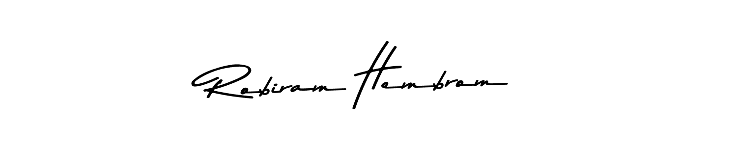 How to make Robiram Hembrom name signature. Use Asem Kandis PERSONAL USE style for creating short signs online. This is the latest handwritten sign. Robiram Hembrom signature style 9 images and pictures png