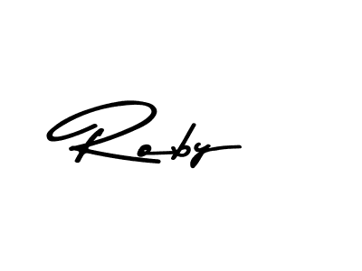 How to make Roby name signature. Use Asem Kandis PERSONAL USE style for creating short signs online. This is the latest handwritten sign. Roby signature style 9 images and pictures png