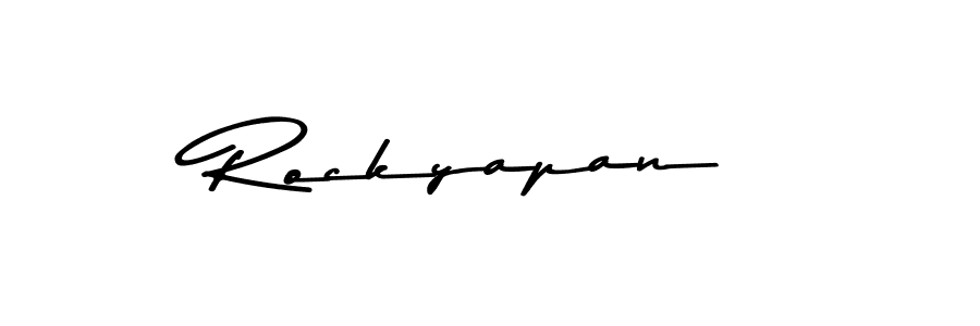 Make a beautiful signature design for name Rockyapan. With this signature (Asem Kandis PERSONAL USE) style, you can create a handwritten signature for free. Rockyapan signature style 9 images and pictures png