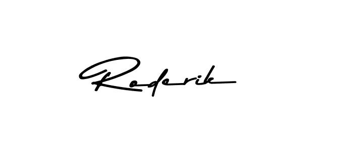 How to make Roderik name signature. Use Asem Kandis PERSONAL USE style for creating short signs online. This is the latest handwritten sign. Roderik signature style 9 images and pictures png