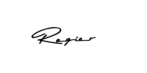 How to make Rogier name signature. Use Asem Kandis PERSONAL USE style for creating short signs online. This is the latest handwritten sign. Rogier signature style 9 images and pictures png