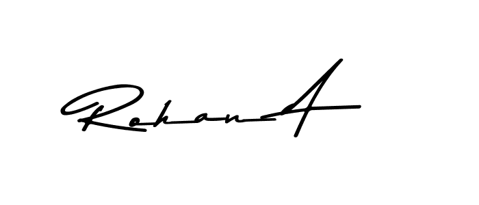 Create a beautiful signature design for name Rohan A. With this signature (Asem Kandis PERSONAL USE) fonts, you can make a handwritten signature for free. Rohan A signature style 9 images and pictures png