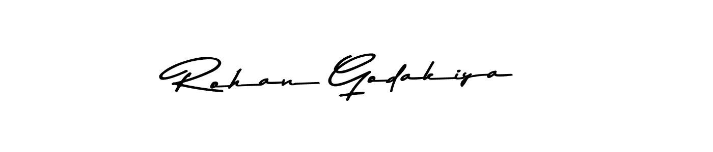 Create a beautiful signature design for name Rohan Godakiya. With this signature (Asem Kandis PERSONAL USE) fonts, you can make a handwritten signature for free. Rohan Godakiya signature style 9 images and pictures png