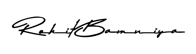 A classic penmanship look for Rohit Bamniya. The Asem Kandis PERSONAL USE font brings timeless elegance and confidence to every signed document. Rohit Bamniya signature style 9 images and pictures png