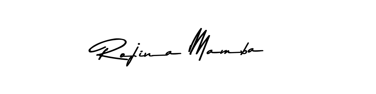 How to make Rojina Mamba name signature. Use Asem Kandis PERSONAL USE style for creating short signs online. This is the latest handwritten sign. Rojina Mamba signature style 9 images and pictures png