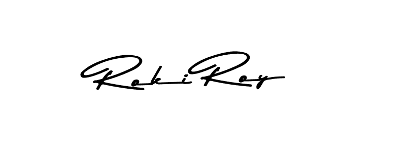 How to make Roki Roy name signature. Use Asem Kandis PERSONAL USE style for creating short signs online. This is the latest handwritten sign. Roki Roy signature style 9 images and pictures png