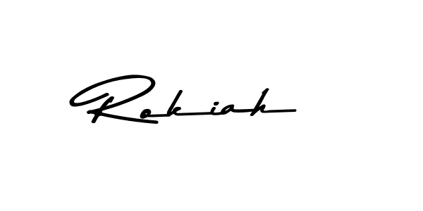 Create a beautiful signature design for name Rokiah. With this signature (Asem Kandis PERSONAL USE) fonts, you can make a handwritten signature for free. Rokiah signature style 9 images and pictures png