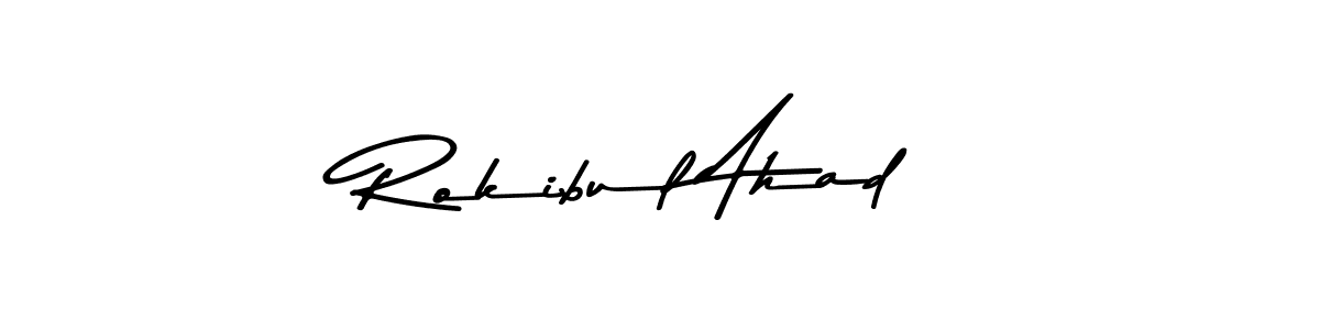 How to make Rokibul Ahad name signature. Use Asem Kandis PERSONAL USE style for creating short signs online. This is the latest handwritten sign. Rokibul Ahad signature style 9 images and pictures png