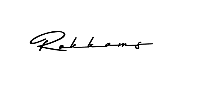 Use a signature maker to create a handwritten signature online. With this signature software, you can design (Asem Kandis PERSONAL USE) your own signature for name Rokkams. Rokkams signature style 9 images and pictures png