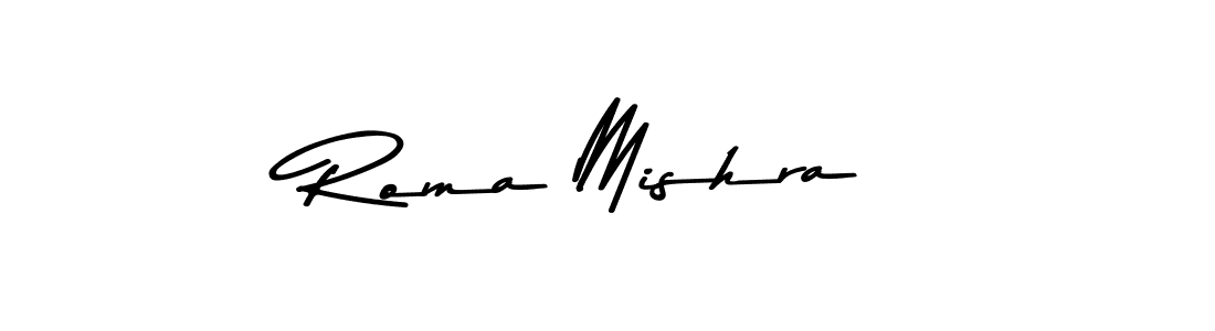 How to make Roma Mishra name signature. Use Asem Kandis PERSONAL USE style for creating short signs online. This is the latest handwritten sign. Roma Mishra signature style 9 images and pictures png