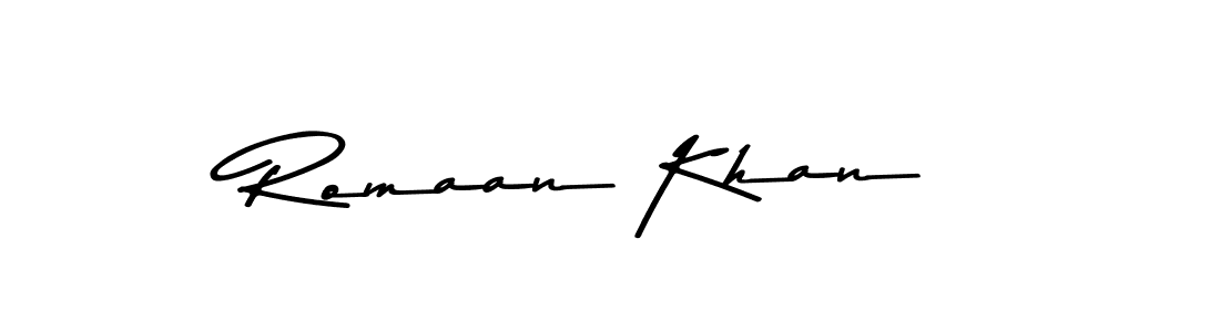 How to make Romaan Khan name signature. Use Asem Kandis PERSONAL USE style for creating short signs online. This is the latest handwritten sign. Romaan Khan signature style 9 images and pictures png