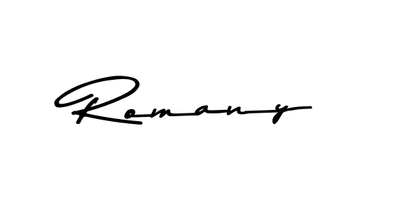 Create a beautiful signature design for name Romany. With this signature (Asem Kandis PERSONAL USE) fonts, you can make a handwritten signature for free. Romany signature style 9 images and pictures png