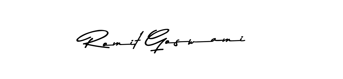 This is the best signature style for the Romit Goswami name. Also you like these signature font (Asem Kandis PERSONAL USE). Mix name signature. Romit Goswami signature style 9 images and pictures png