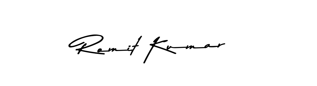 The best way (Asem Kandis PERSONAL USE) to make a short signature is to pick only two or three words in your name. The name Romit Kumar include a total of six letters. For converting this name. Romit Kumar signature style 9 images and pictures png