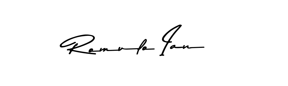 Create a beautiful signature design for name Romulo Ian. With this signature (Asem Kandis PERSONAL USE) fonts, you can make a handwritten signature for free. Romulo Ian signature style 9 images and pictures png