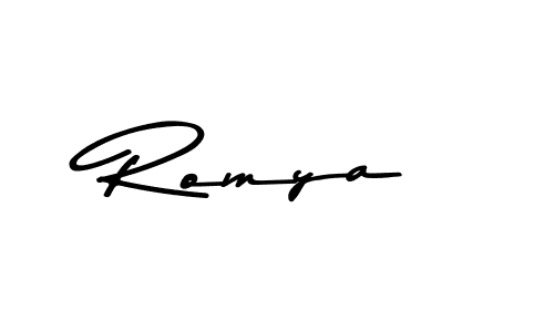 Use a signature maker to create a handwritten signature online. With this signature software, you can design (Asem Kandis PERSONAL USE) your own signature for name Romya. Romya signature style 9 images and pictures png