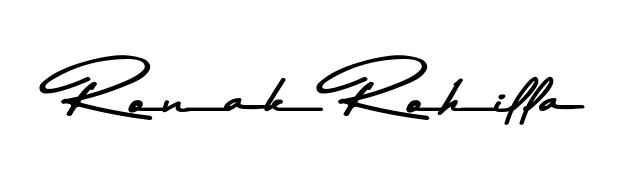 A stylish, flowing autograph style designed for name Ronak Rohilla using Asem Kandis PERSONAL USE typography. Perfect for digital creative projects. Ronak Rohilla signature style 9 images and pictures png