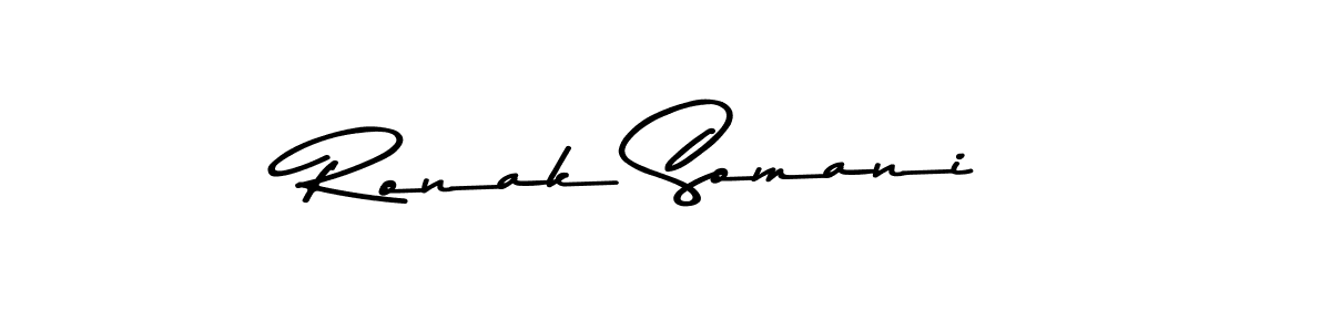 How to make Ronak Somani name signature. Use Asem Kandis PERSONAL USE style for creating short signs online. This is the latest handwritten sign. Ronak Somani signature style 9 images and pictures png